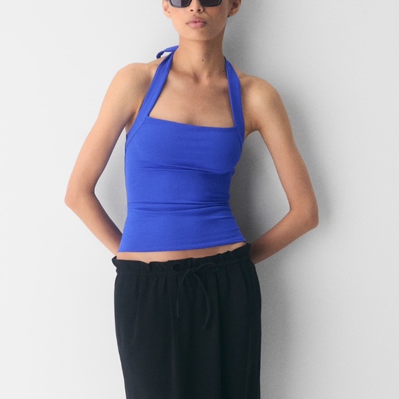 Aritzia Optimal Contour Halter Tank Top in Ablaze Blue - Picture 2 of 3